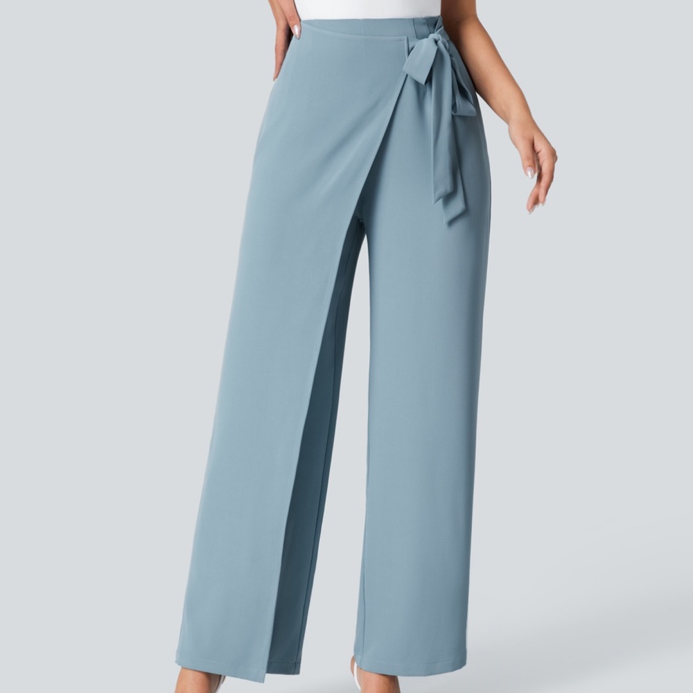 NIP HALARA High Waisted Tie Side Invisible Zipper Wide Leg Work Pants Size: 1X